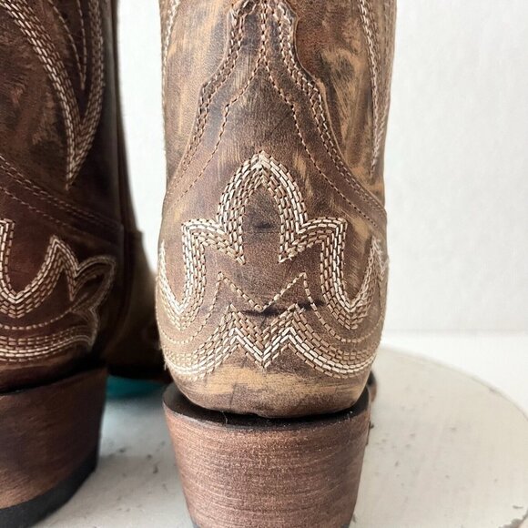 NEW Lane SARATOGA Womens Cowboy Boots 6 Brown Leather Western Cowgirl Mid Calf - Picture 4 of 14